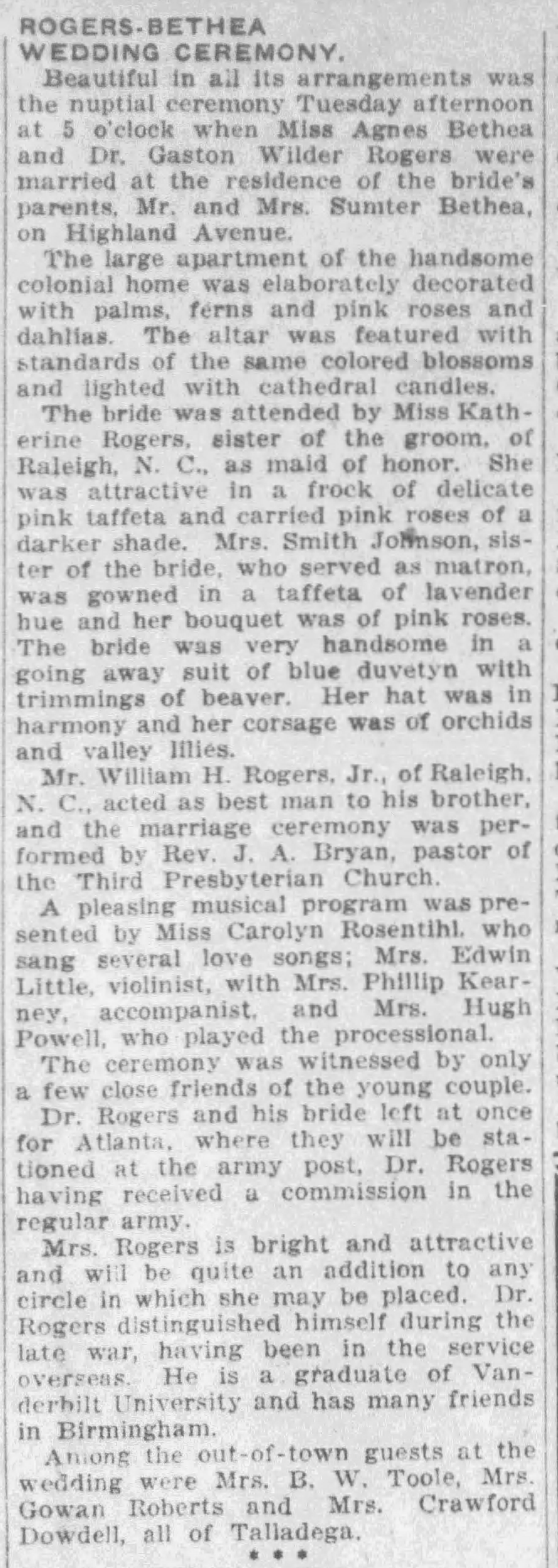 Agnes Bethea-Dr. Gaston Wilder Rogers